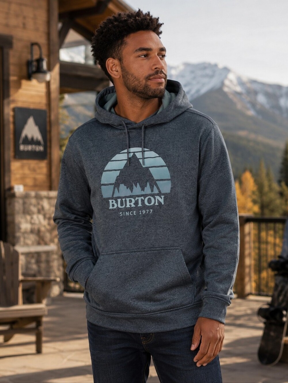 Burton Oak Logo Hoodie Fleece Lined Thumbhole Sweatshirt S